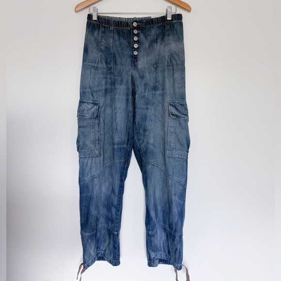 NWT Free People We The Free Wallflower Pull-On Jeans Size XS in Summer Nights - Picture 2 of 9